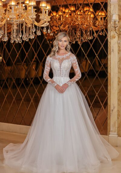 Rochie mireasa cu maneci stil printesa