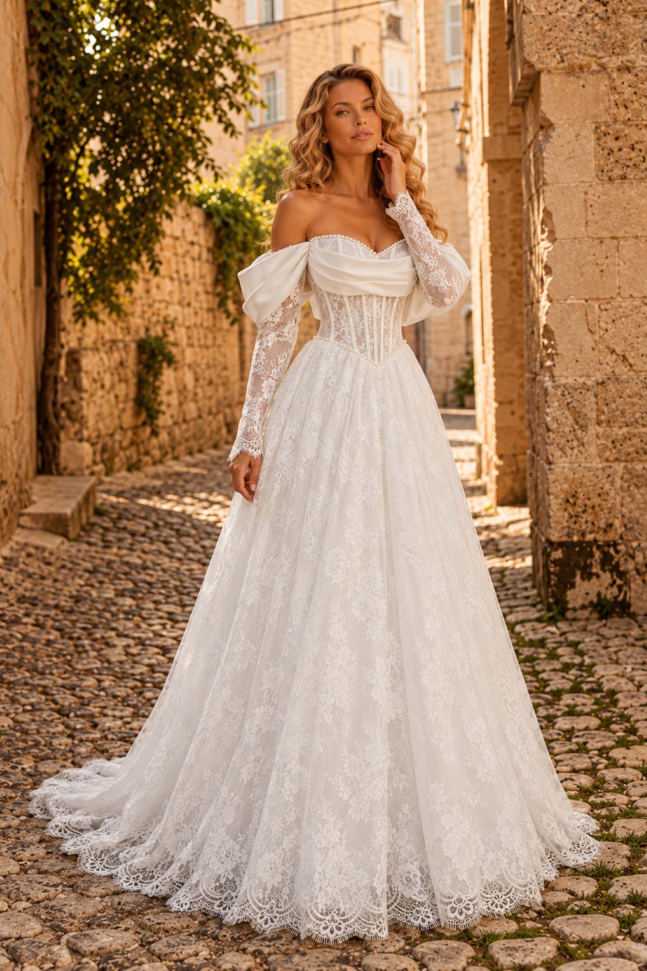 rochie de mireasa A-line cu maneci detasabile rochie de mireasa A-line cu maneci detasabile