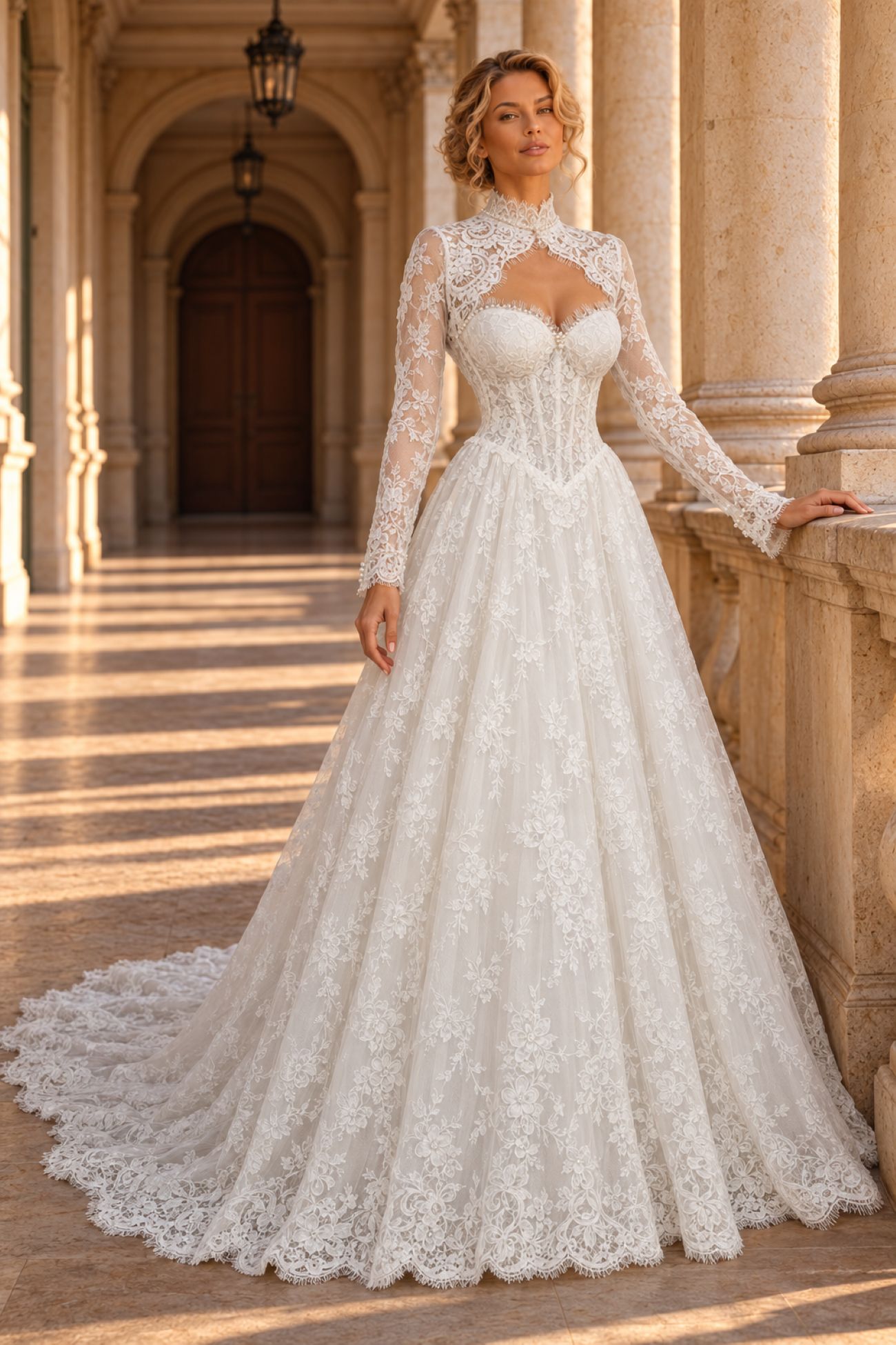 rochie de mireasa cu bolero din dantela
