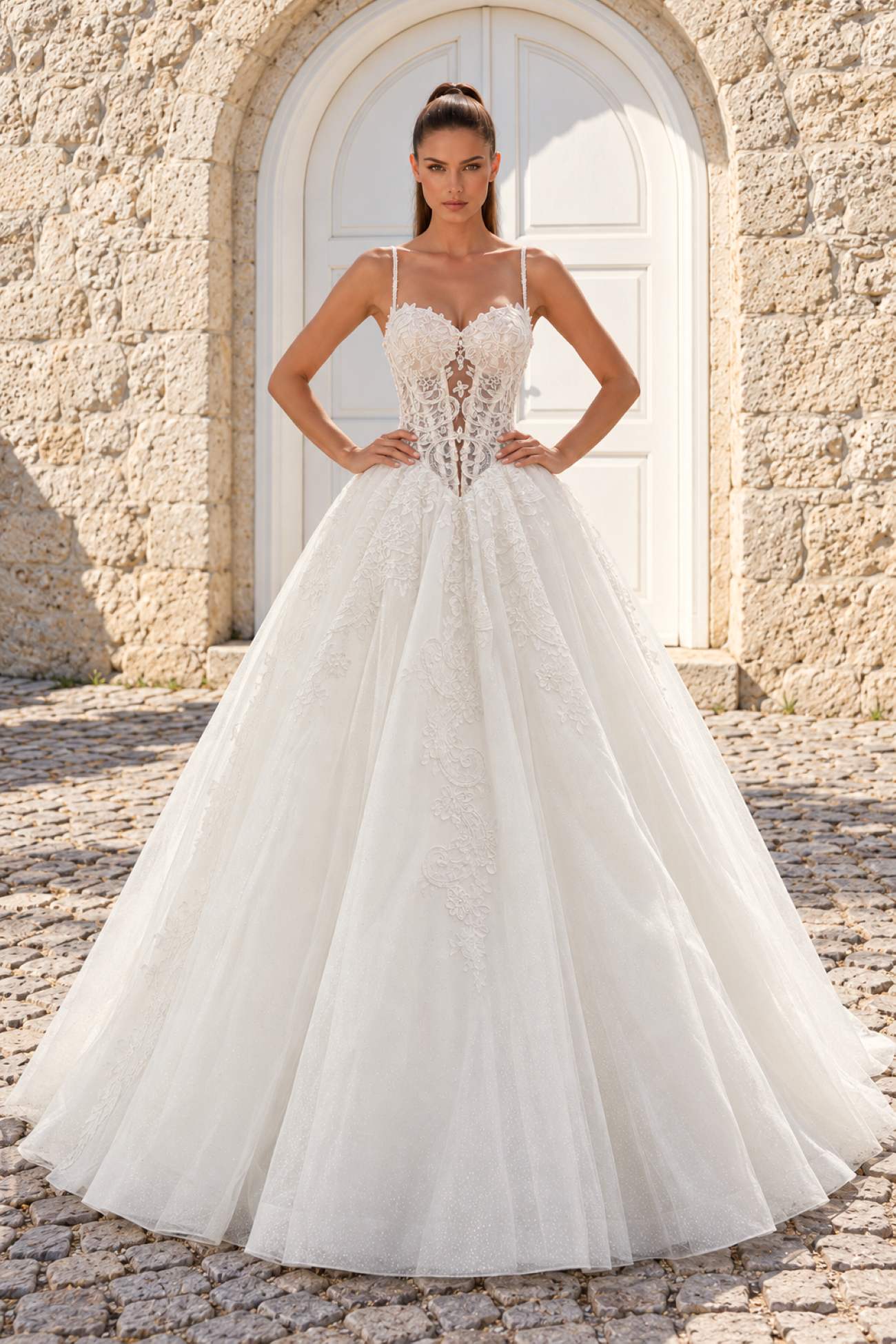 rochie de mireasa cu talie Basque